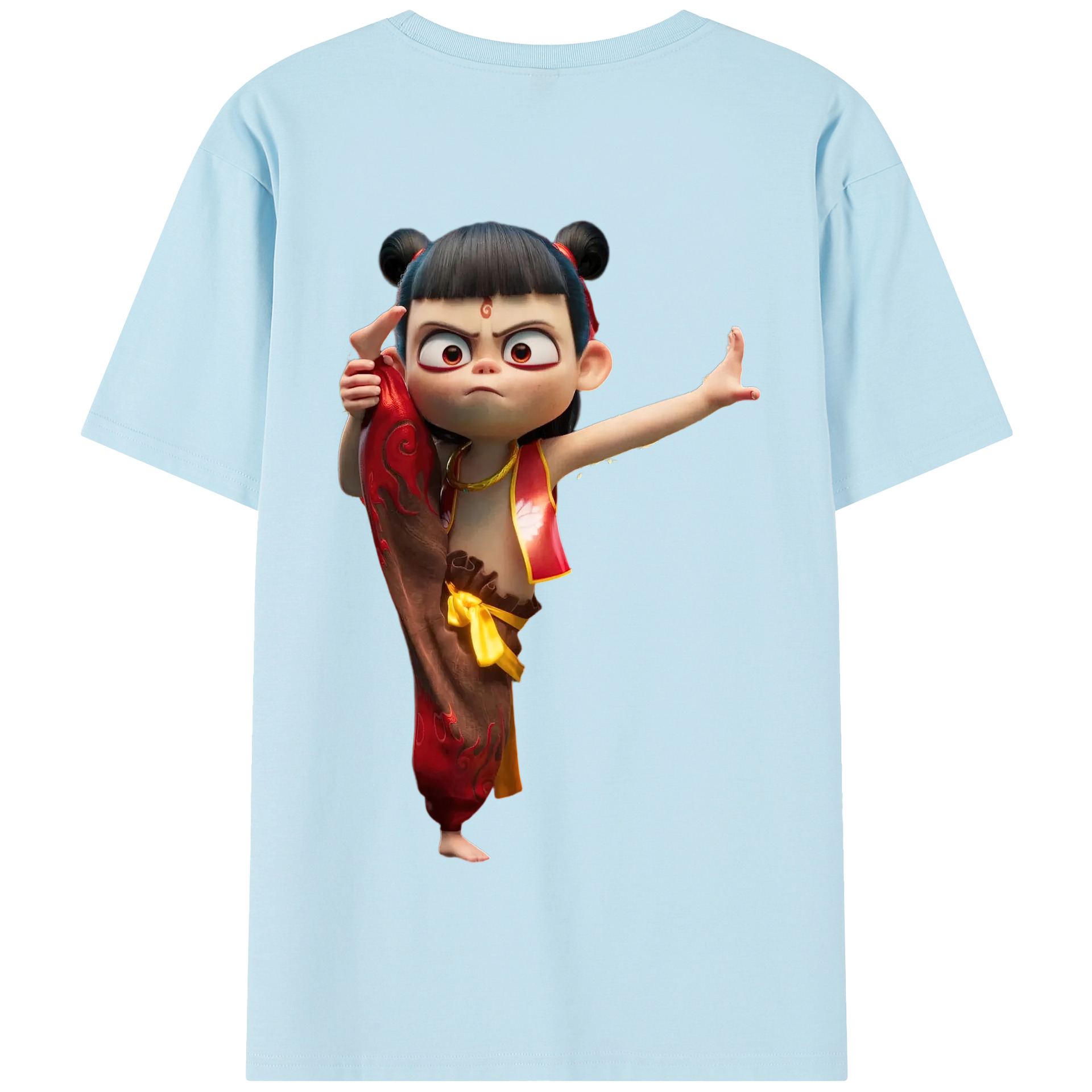 （画像用） Ne Zha 2 ナタ 魔童の大暴れ 綿100％半袖Tシャツ（背面プリント）